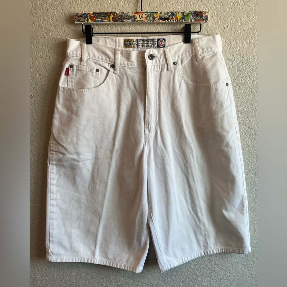 Gold Crest White Jean Shorts Big & Baggy